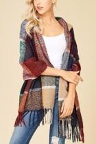  Plaid Hooded Shawl-wrap