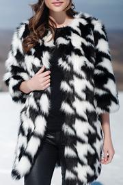 Faux Fox Houndstooth Coat