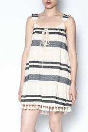  Smocked Stripped Tassel Dress
