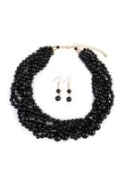  Multi-srand-bubble-choker Necklace-and-earring-set