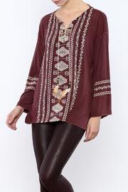  Lace Up Embroidered Tunic