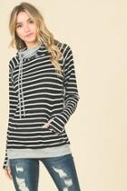  Stripe Hooded Pullover