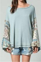  Thermal Top With Paisley Print Simmer Gypsy Puffy Arms