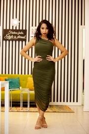  Olive Ruched Dress