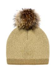  Knit Wool Hat - Raccoon Pom