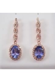  Tanzanite And Diamond Dangle Drop Halo Earrings 14k Rose Gold Purple Gemstone
