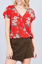  Red Wrap Top