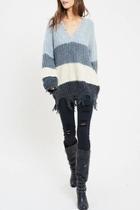  Ripped Color-block Sweater