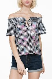  Black-and-white Embroidered Top