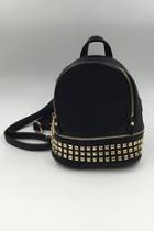  Vegan Black-leather Mini-backpack