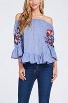  Denim Floral Top