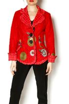  Red Blazer With Appliques