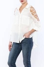  Cold Shoulder Lace Up Top