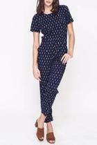  Patterned Navy Jumpsuit