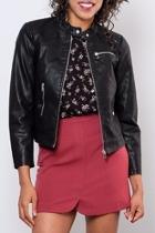  Faux Leather Racer Jacket