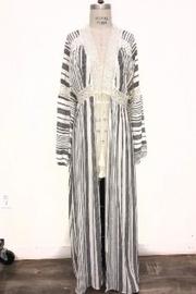  Striped Lace-trim Cardigan