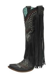  Black Fringe Boots