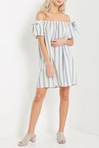  Striped Off-shoulder Dress