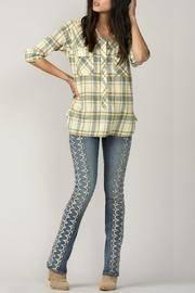  Embroidered Yellow Plaid Top