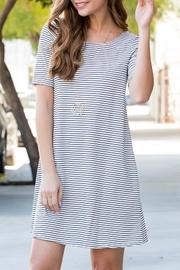  Cut-out-back Striped-half-sleeve Tunic-dress