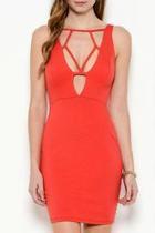  Coral Cut Out Dress