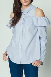  Pinstripe Ruffle Shirt