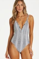  Striped Button-front One-piece