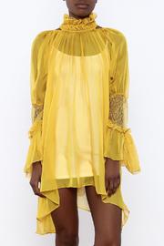  Sheer Trumpet Sleeve Dress