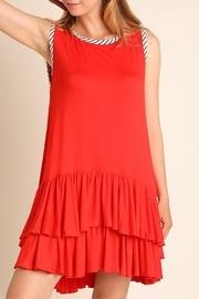  Red Double-ruffle-hem Dress