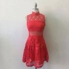 Red Lace Mini Dress