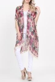  Floral-print Semi-sheer Tassel-cardigan