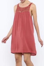  Coral Crochet Yoke Dress