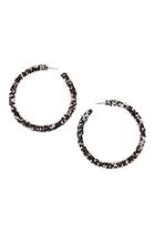  Rhinestone-coated Hoop Earrings