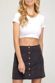  Corduroy Button Up Mini Skirt With Front Pockets