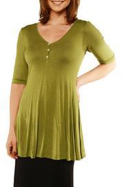  Henley-neck 3/4-sleeve Tunic