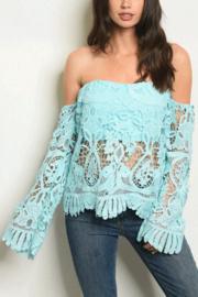  Aqua Lace Off The Shoulder Top