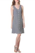  Striped Button-front Dress