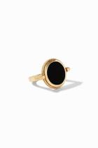  Coin Revolving Ring - Gold Black Onyx (size 7)