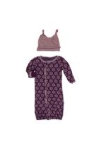  Print Ruffle Layette Gown Converter And Double Knot Hat Set