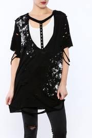  Black Distressed Tunic Top