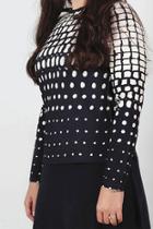  Navy Geo Print Top