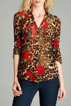  Cheetah-red Roses Shirt