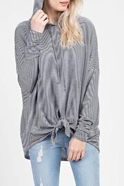  Striped-knit Hooded Top