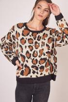  Leopard Printed Knitted Sweater