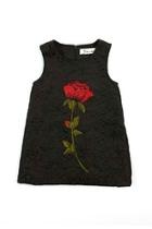  Rose-embroidered A-line Dress