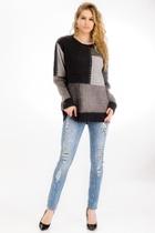  Colorblock Stitch Sweater