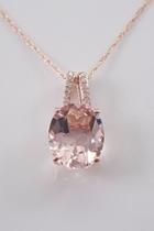  Diamond And Morganite Pendant Slide Necklace, 18 Chain Rose Gold