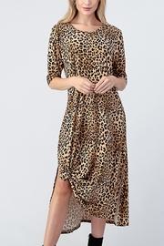 Elbow-sleeve Midi Dress W/ Split Side