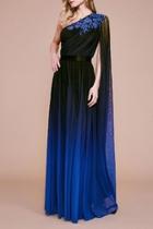  One-shoulder Ombre Gown