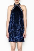  Navy Velvet Halter Dress